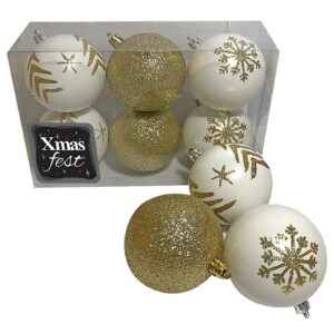 Μπάλες 4 Λευκές & 2 Χρυσές φ7 ø7cm Xmasfest 1132780