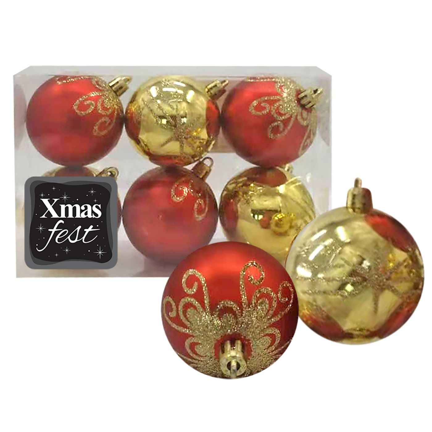 Μπάλες Ντεκόρ Κόκκινο-Χρυσό πακ=6τεμ φ6cm ø6cm Xmasfest 1132843