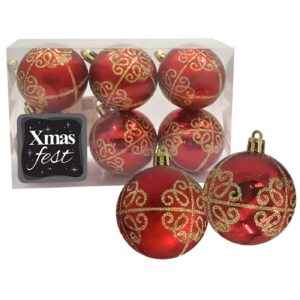 Μπάλες Ντεκόρ Κόκκινες πακ=6τεμ φ6 ø6cm Xmasfest 1132844