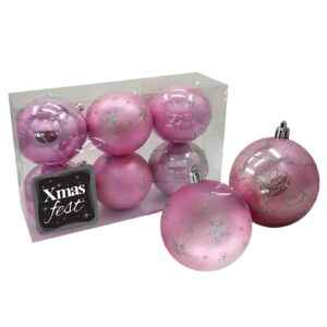 Μπάλες Ντεκόρ ροζ πακ=6τεμ φ8cm ø8cm Xmasfest 1132846