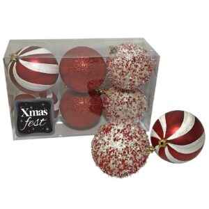 Μπάλες 3 Σχέδια Κόκκινο πακ=6τεμ φ7cm ø7cm Xmasfest 1132848