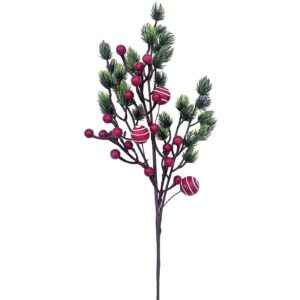 Κλωνάρι Πεύκο με γκι και Χιονισμένες Μπάλες 55x18cm Xmasfest 1132852