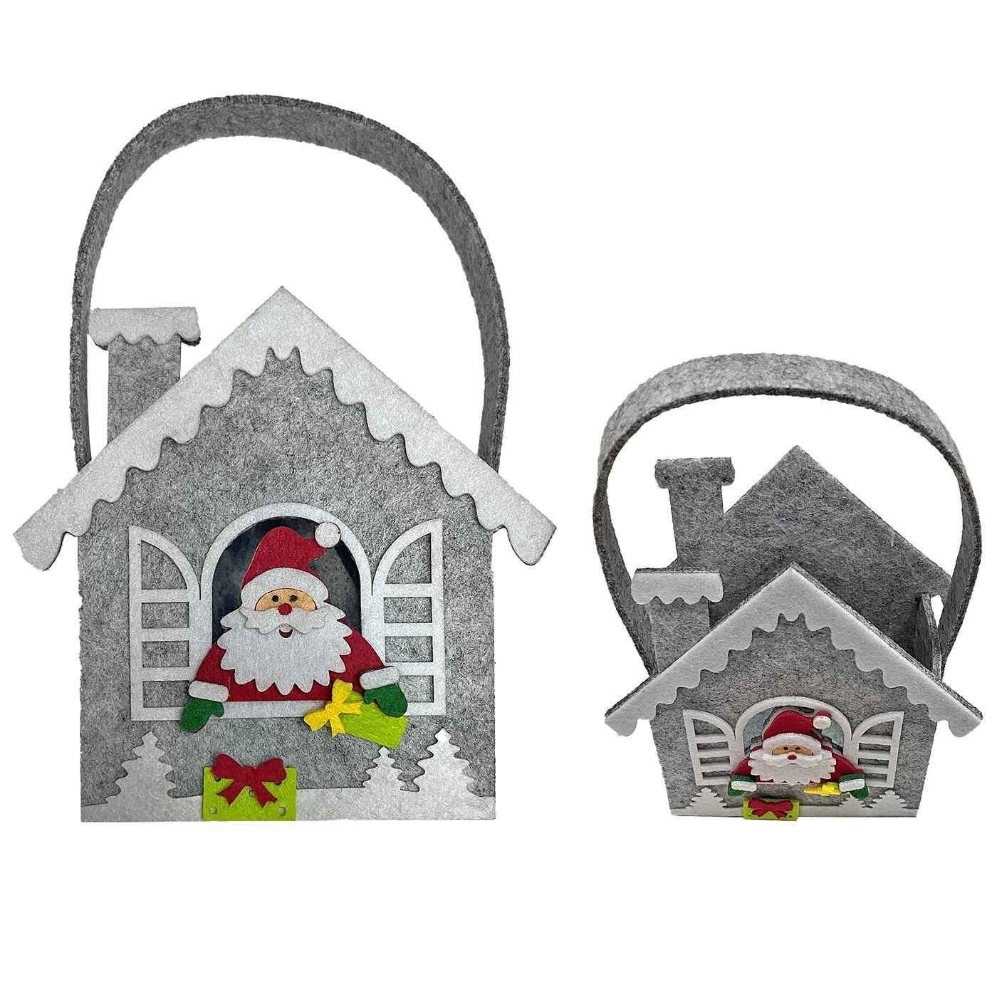 Καλάθι Τσόχινο Σπιτάκι Xmas 20x14x6cm Xmasfest 1132997