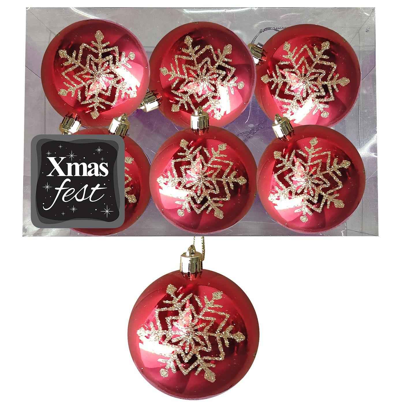 Μπάλες Ντεκόρ Κόκκινες 6τεμ φ8 Φ8cm Xmasfest 1133169