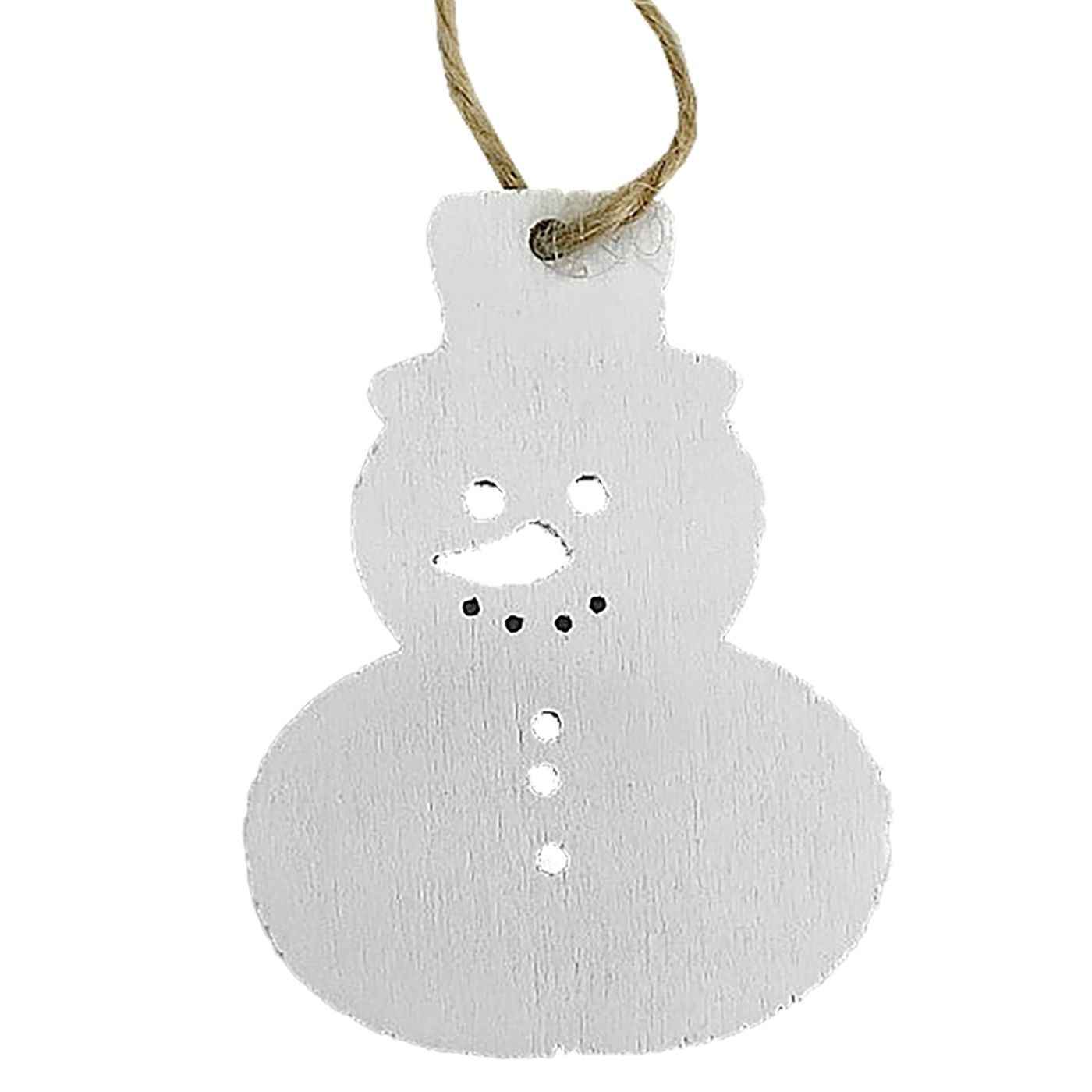 Στολίδι Ξύλινο Λευκό Χιονάνθρωπος 7cm Xmasfest 1133174