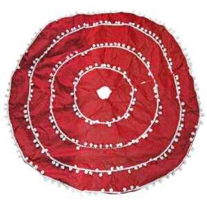 Ποδιά Δέντρου Κόκκινη με Φούντες ø120cm Xmasfest 1133206