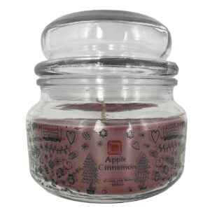 Κερί Μήλο-Κανέλα σε Βάζο με Καπάκι Μεσαίο 35h 226gr Net, 10x9,5cm Xmasfest 1133339