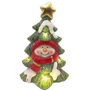 Κεραμικό Χριστουγεννιάτικο Δέντρο Χιονάνθρωπος με led 21,5x14x9cm Xmasfest 1133344