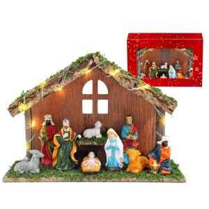 Φάτνη Ξύλινη με Παράθυρο και led 30x20x10cm Xmasfest 1133464