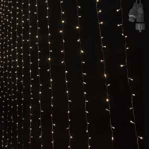 100 Λαμπάκια LED Λευκό Θερμό Κουρτίνα με Επέκταση & Προγράμματα IP44 90x80cm (δεν Περιέχεται ο Μετασχηματιστής) Xmasfest 1133499