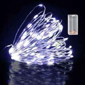 100 Λαμπάκια LED Copper Μπαταρίας Λευκό Ψυχρό σε Σειρά Σταθερά IP20 10,3m Xmasfest 1133506