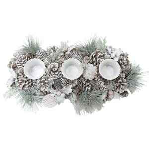 Κηροπήγιο με Χριστουγεννιάτικη Διακόσμηση Λευκό 46cm Xmasfest 1133516