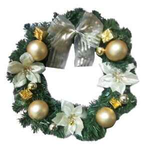 Στεφάνι Merry Christmas Στολισμένο Χρυσό ø40cm Xmasfest 1133521