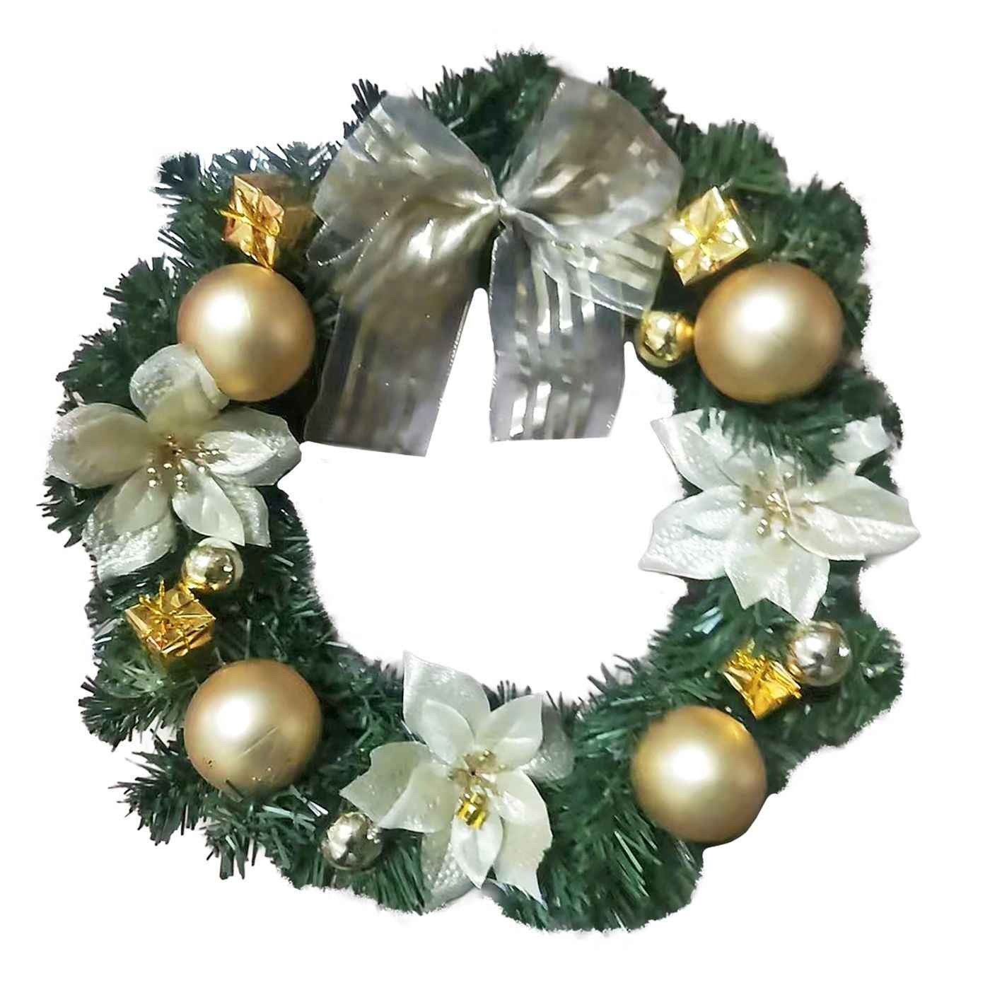 Στεφάνι Merry Christmas Στολισμένο Χρυσό ø40cm Xmasfest 1133521