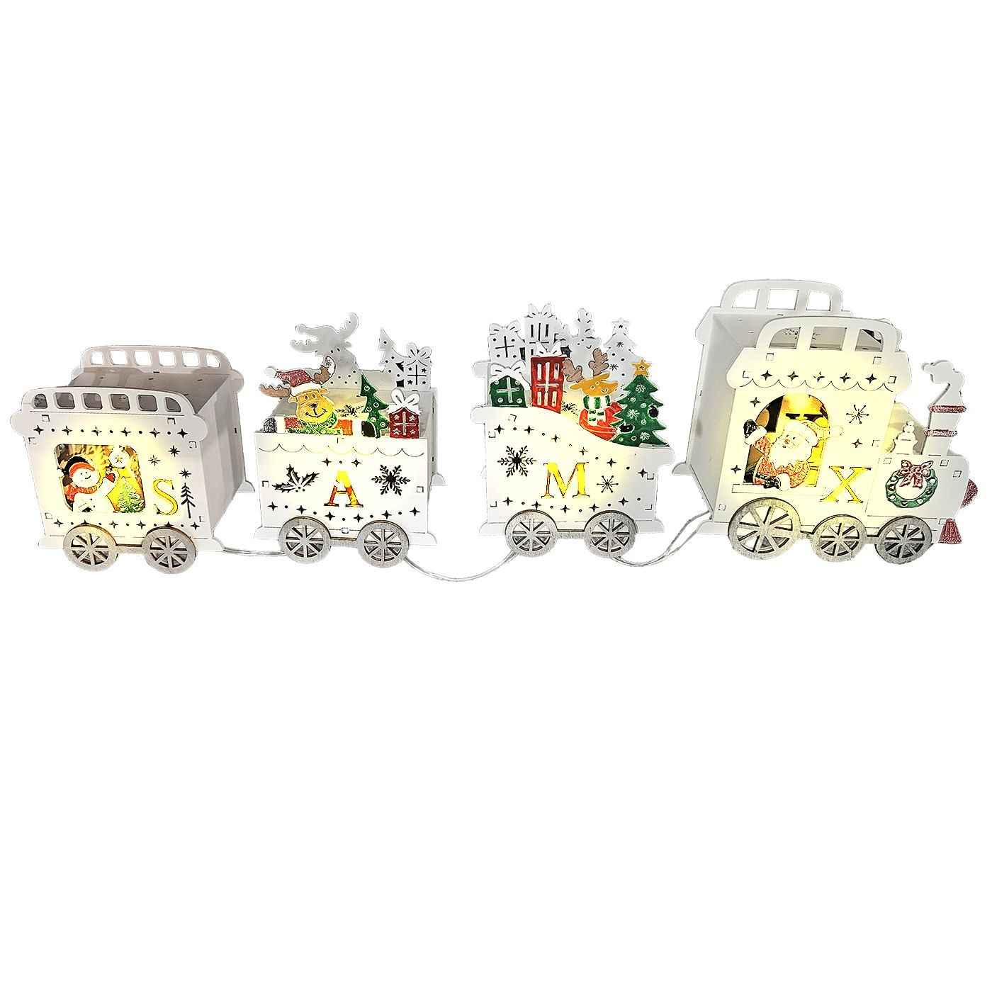 Τρένο 3d Ξύλινο με 4led 42x12,5x7,5cm Xmasfest 1133537