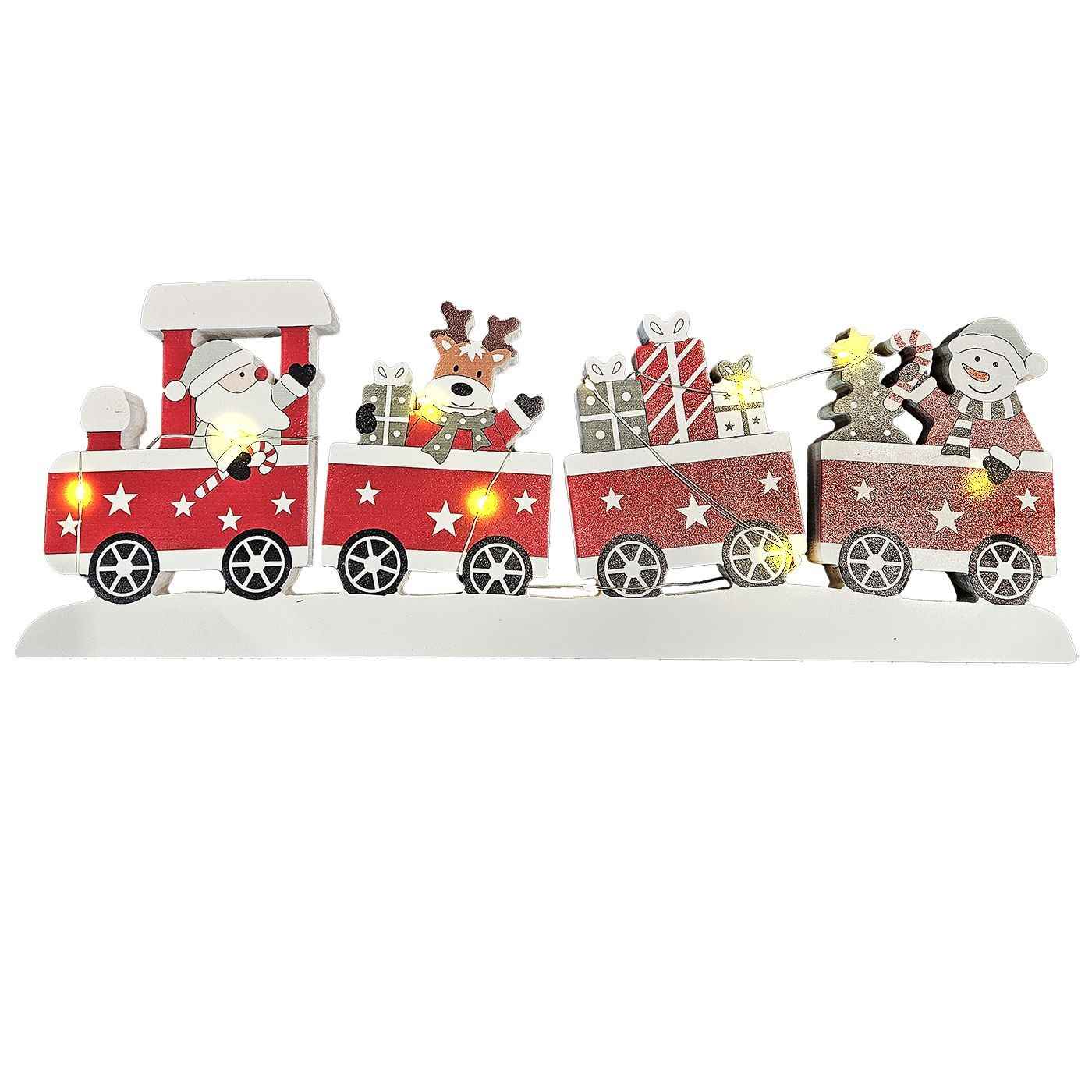 Τρένο Ξύλινο Φλάτ με 10led 38,5x14x2cm Xmasfest 1133538