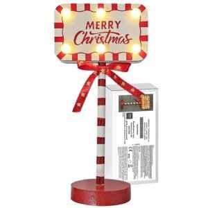 Πινακίδα Ξύλινη Merry Christmas με 6 LED 23x11x7cm Xmasfest 1133541