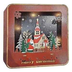 Τηλεόραση Ξύλινη με Άγιο και 5led 20x20x4,5cm Xmasfest 1133542