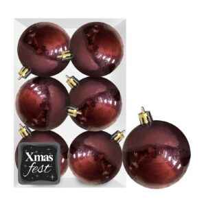 Μπάλες Γυαλιστερές Μπορντώ πακ=6τεμ φ6 ø6cm Xmasfest 1133561