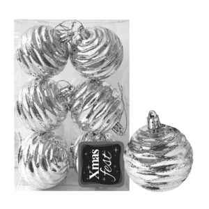Μπάλες Σμιλεμένες Ασημί πακ=6τεμ φ6 ø6cm Xmasfest 1133577
