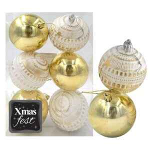 Μπάλες Ανάγλυφες Αντικέ μιξ με Χρυσές πακ=6τεμ φ6 ø6cm Xmasfest 1133585