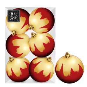 Μπάλες Κόκκινες με Χρυσή Βαφή πακ=6τεμ φ8 ø8cm Xmasfest 1133594