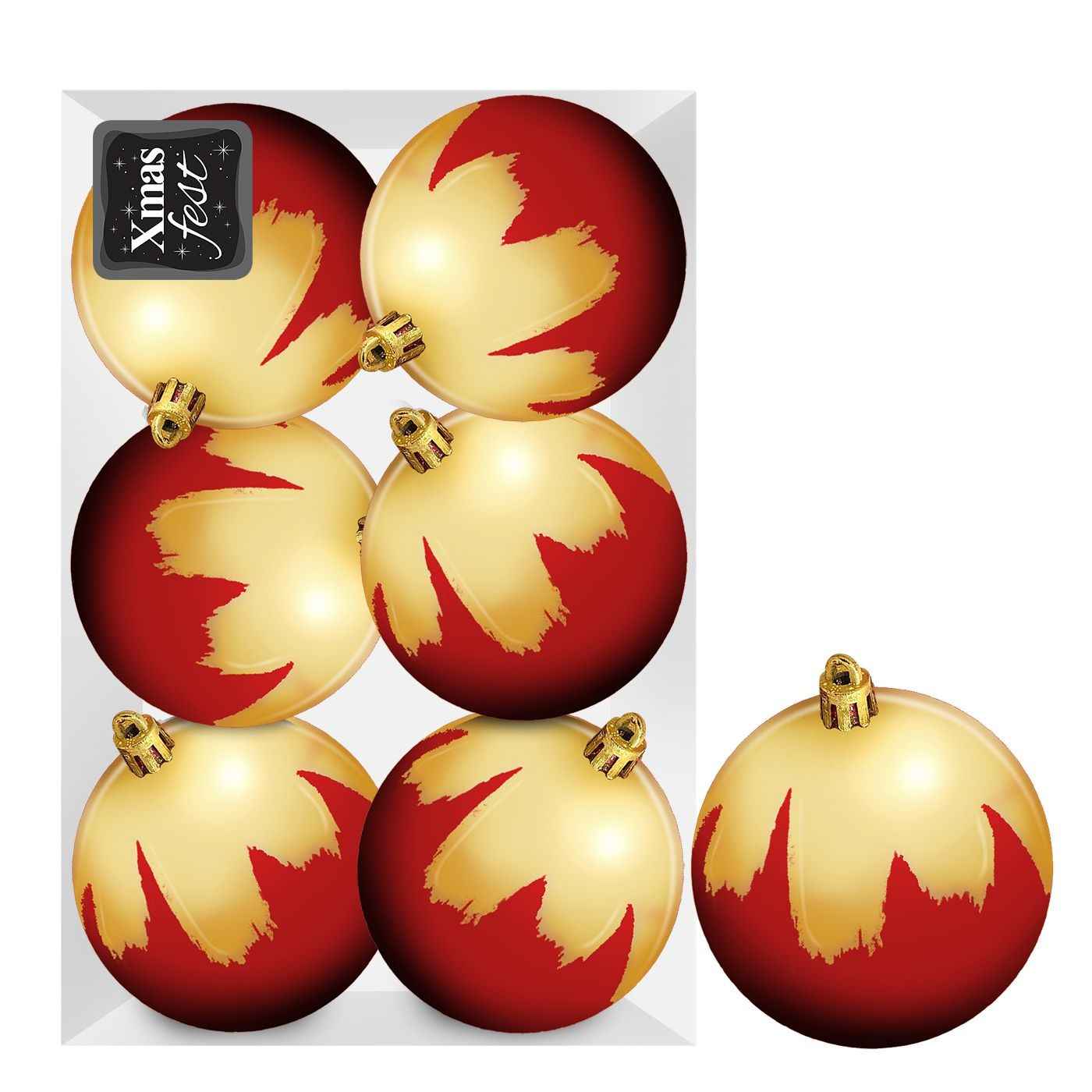 Μπάλες Κόκκινες με Χρυσή Βαφή πακ=6τεμ φ8 ø8cm Xmasfest 1133594