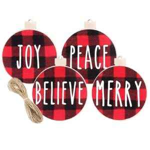 Στολίδια Ξύλινα Καρώ Ευχές σετ=3 τεμ ø7,5cm Xmasfest 1133616