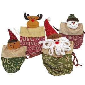 Τσαντάκι Πουγκί Λινάτσα με Φιγούρα Xmas 24x16cm Xmasfest 1133695