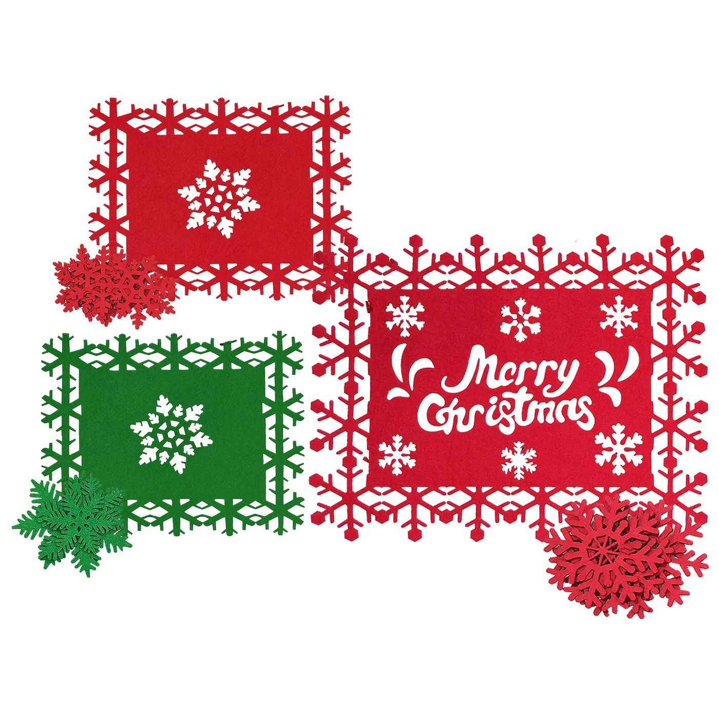 Σουπλά & Σουβέρ Τσόχινα σετ=4 + 4 τεμ Σουπλά= 33x25cm, Σουβέρ= ~10cm Xmasfest 1133697