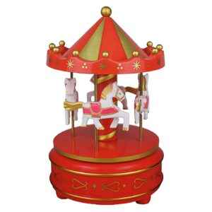 Καρουζέλ Κουρδιστό Κόκκινο-Χρυσό 17x11cm Xmasfest 1133698