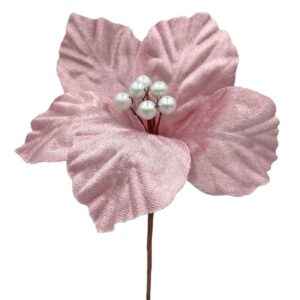 Λουλούδι Αλεξανδρινό Μικρό Σομόν Βελουτέ ø17cm Xmasfest 1133765