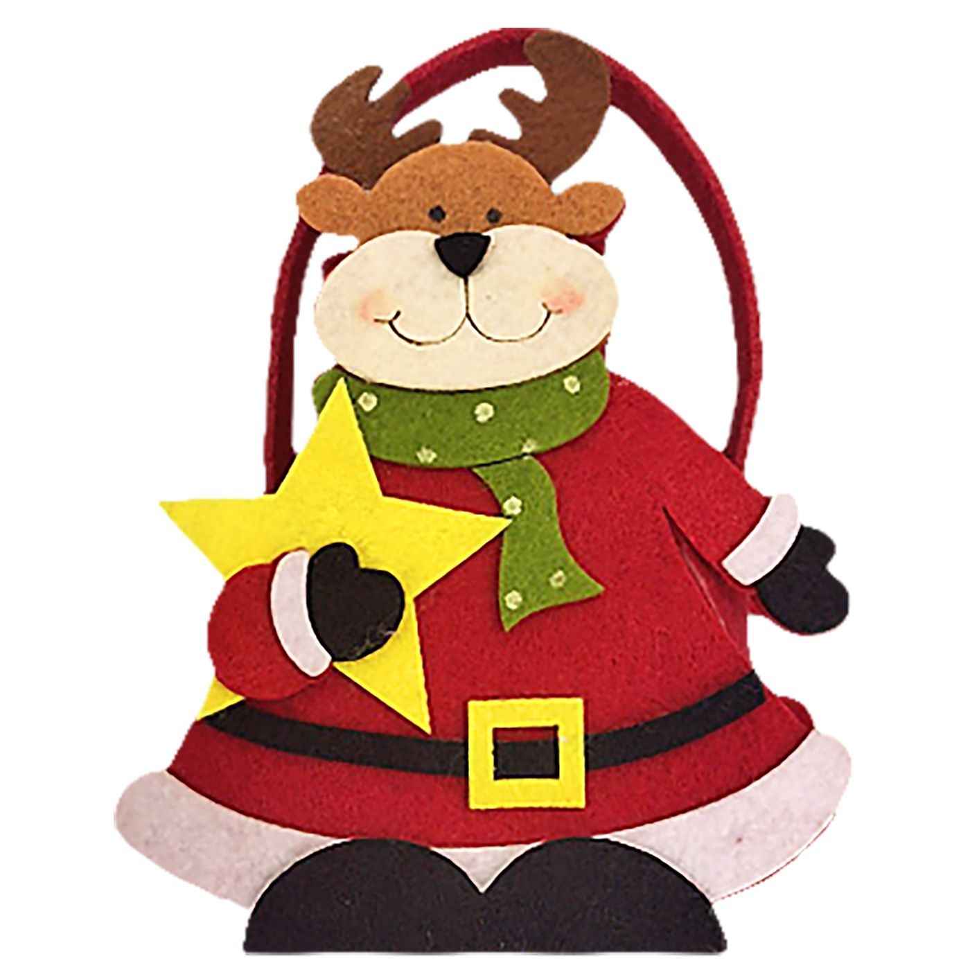 Καλάθι Τσόχινο Τάρανδος με Άστρο 16x15x6cm Xmasfest 1133836