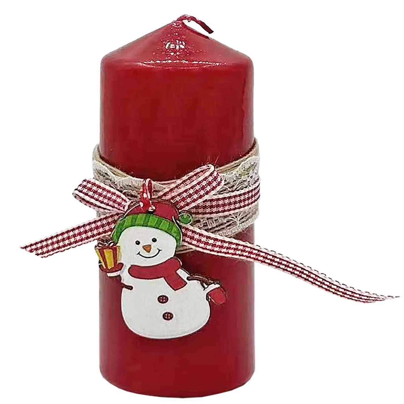 Κερί Κολώνα με Χιονανθρωπο & Φιόγκο 12x5cm Xmasfest 1133849