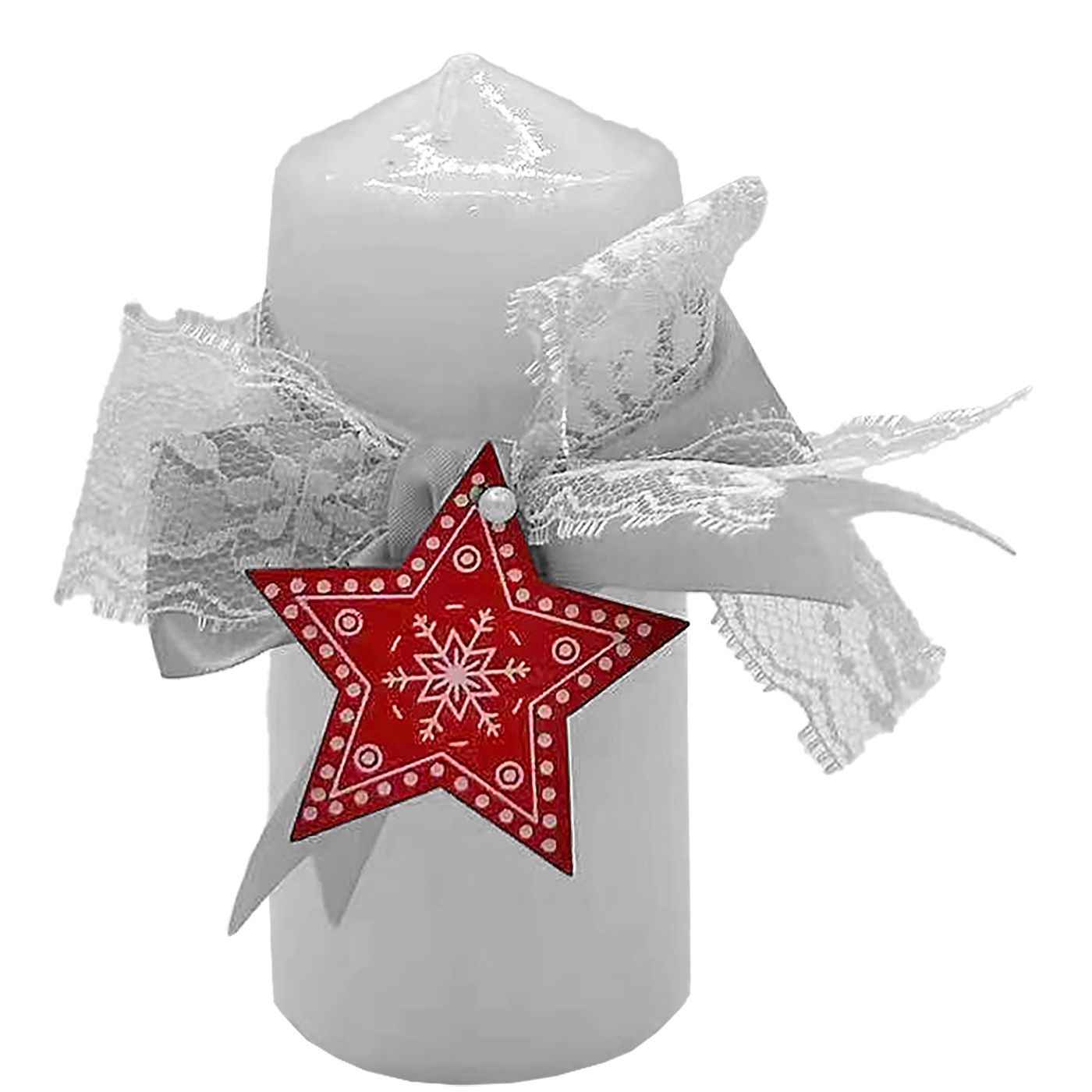 Κερί Κολώνα με Αστέρι & Φιόγκο 12x5cm Xmasfest 1133850