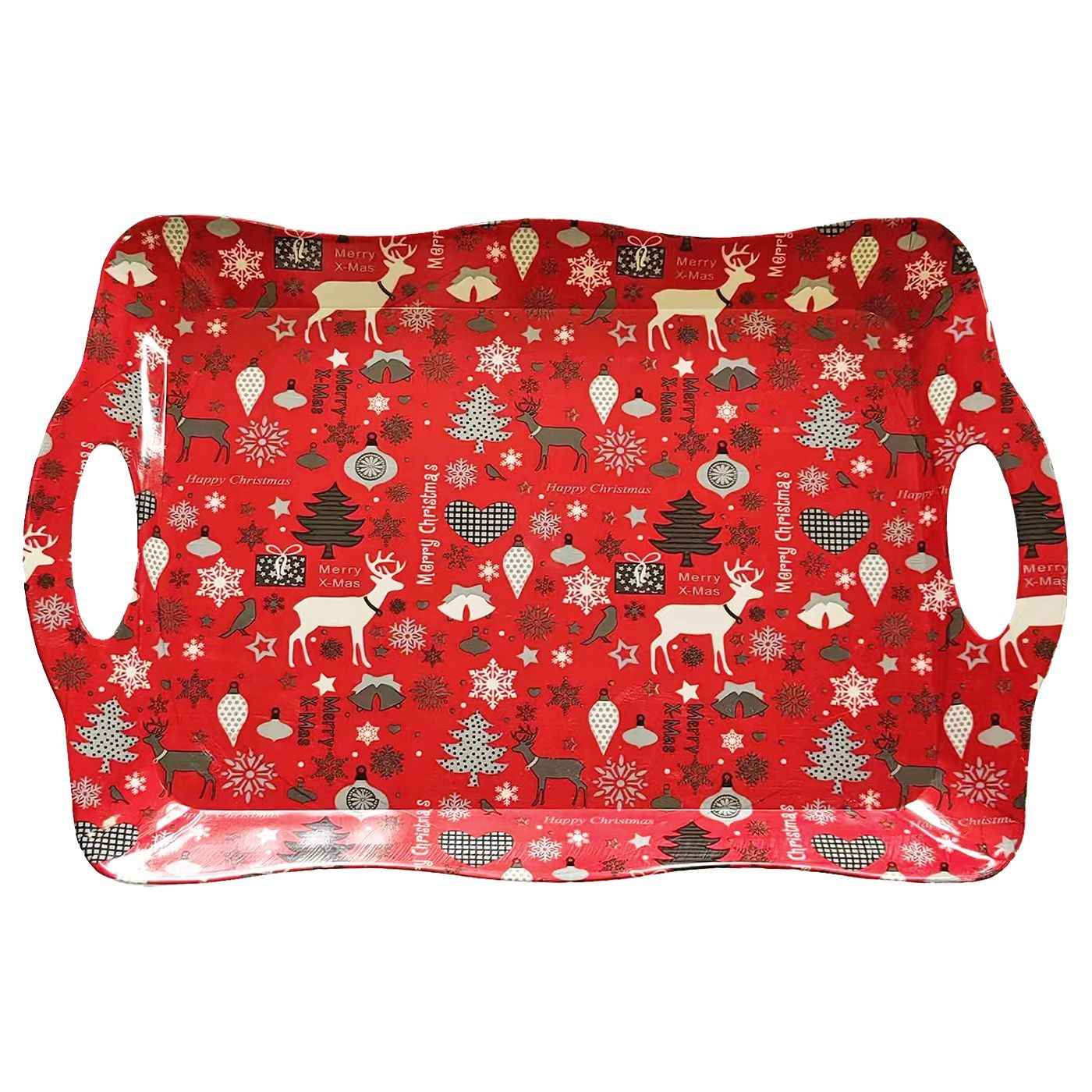 Δίσκος Πλαστικός Ορθογώνιος Merry Christmas με Μπάλες 38x26cm Xmasfest 1133871