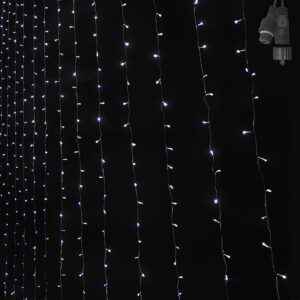 100 Λαμπάκια LED Λευκό Ψυχρό Κουρτίνα με Επέκταση & Προγράμματα IP44 90x80cm (δεν Περιέχεται ο Μετασχηματιστής) Xmasfest 1133887