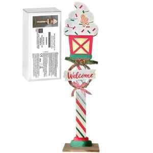 Φανάρι Ξύλινο Διακοσμητικό με 4 LED 58x15x7cm Xmasfest 1133914