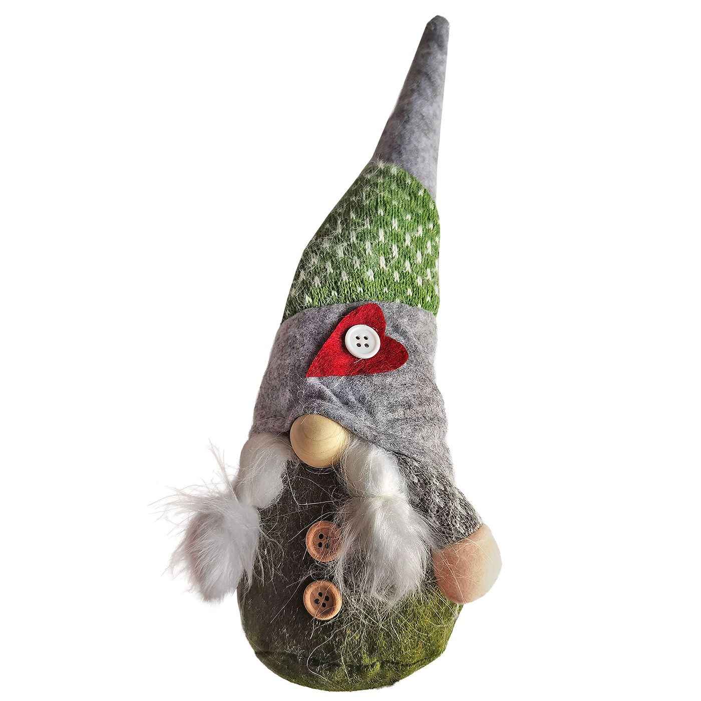 Φιγούρα Gnome Πράσινη με Πλεξούδες 34cm Xmasfest 1133943