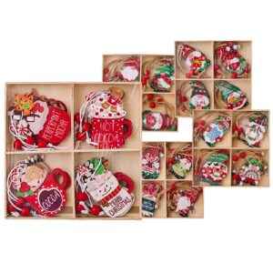 Στολίδια Ξύλινα Χριστουγεννιάτικες Φιγούρες Σετ=12 τεμ 6cm Xmasfest 1133984