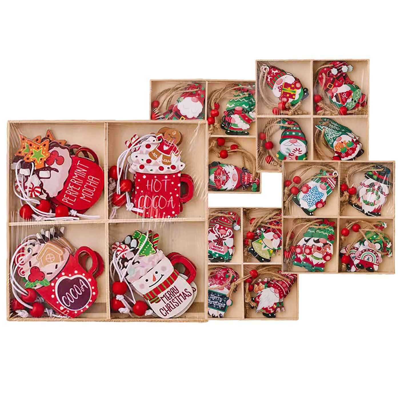 Στολίδια Ξύλινα Χριστουγεννιάτικες Φιγούρες Σετ=12 τεμ 6cm Xmasfest 1133984