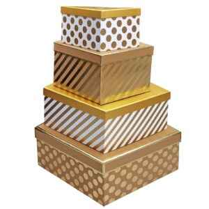 Κουτιά Χάρτινα Χρυσά Σετ=4 τεμ 24x19x14cm  28x24x15cm  34x31x16cm  38x35x18cm Xmasfest 1133993