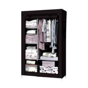 Υφασμάτινη ντουλάπα ρούχων με ράφια - 8890 - 521674 - Black