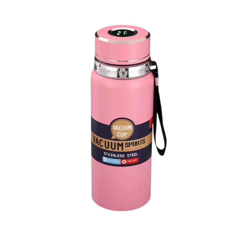 Φορητό παγούρι-θερμός με ψηφιακό θερμόμετρο - 800ml - 168441 - Pink