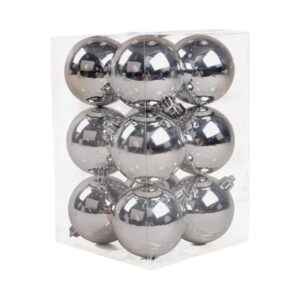 Σετ Χριστουγεννιάτικες μπάλες - 8cm - 12pcs - 326062 - Silver