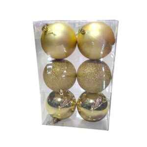 Σετ Χριστουγεννιάτικες μπάλες - 10cm - 6pcs - 326000 - Gold