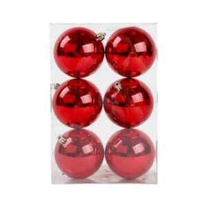 Σετ Χριστουγεννιάτικες μπάλες - 10cm - 6pcs - 326024 - Red