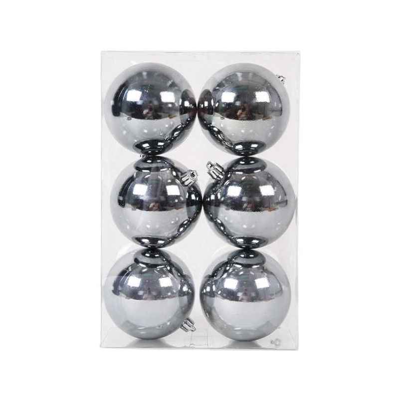 Σετ Χριστουγεννιάτικες μπάλες - 10cm - 6pcs - 326024 - Silver