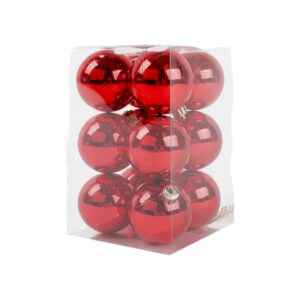 Σετ Χριστουγεννιάτικες μπάλες - 8cm - 12pcs - 326062 - Red