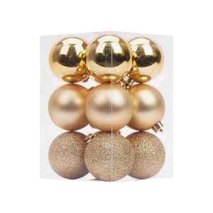 Σετ Χριστουγεννιάτικες μπάλες - 8cm - 12pcs - 326079 - Gold